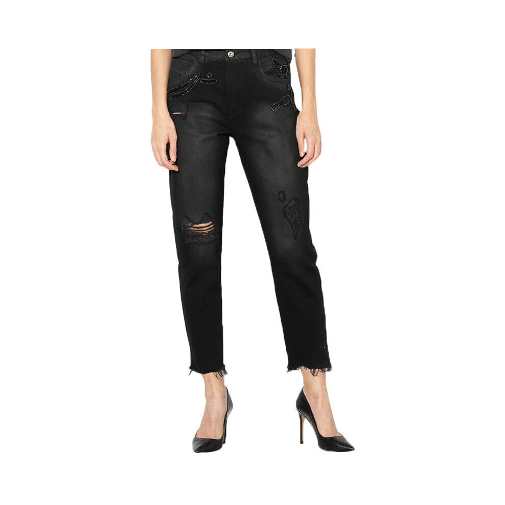 (W27 L28) DIESEL DE CLAIRY 0KARE Womens Denim Jeans Distressed Trousers Casual Black Pants