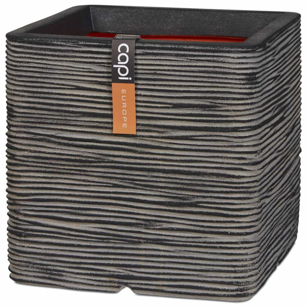 Capi Planter Nature Rib Square 40x40cm Anthracite Flower Pot Basket Raised Bed