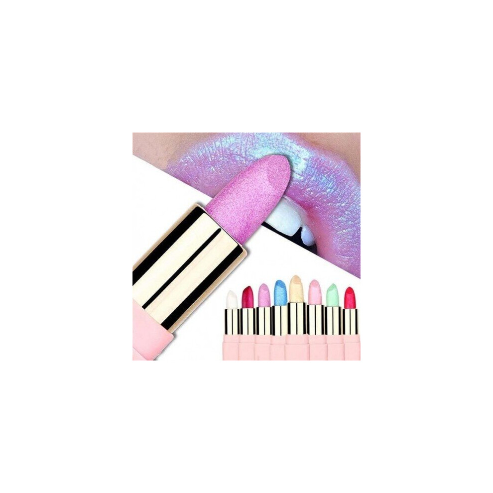 Blowuponline5 Pink,Gold (07) 8 Colors Shimmer Lipstick Easy To Wear Lips Makeup Long Lasting Gold Pink Lip Stick Metallic Mate Shiny Make Up Lipsticks