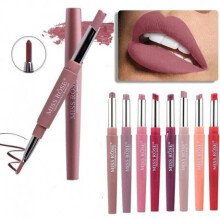 (51) 20 color matte lipstick lip liner 2 in 1 brand makeup lipstick matte durable waterproof nude red lipstick lips make up