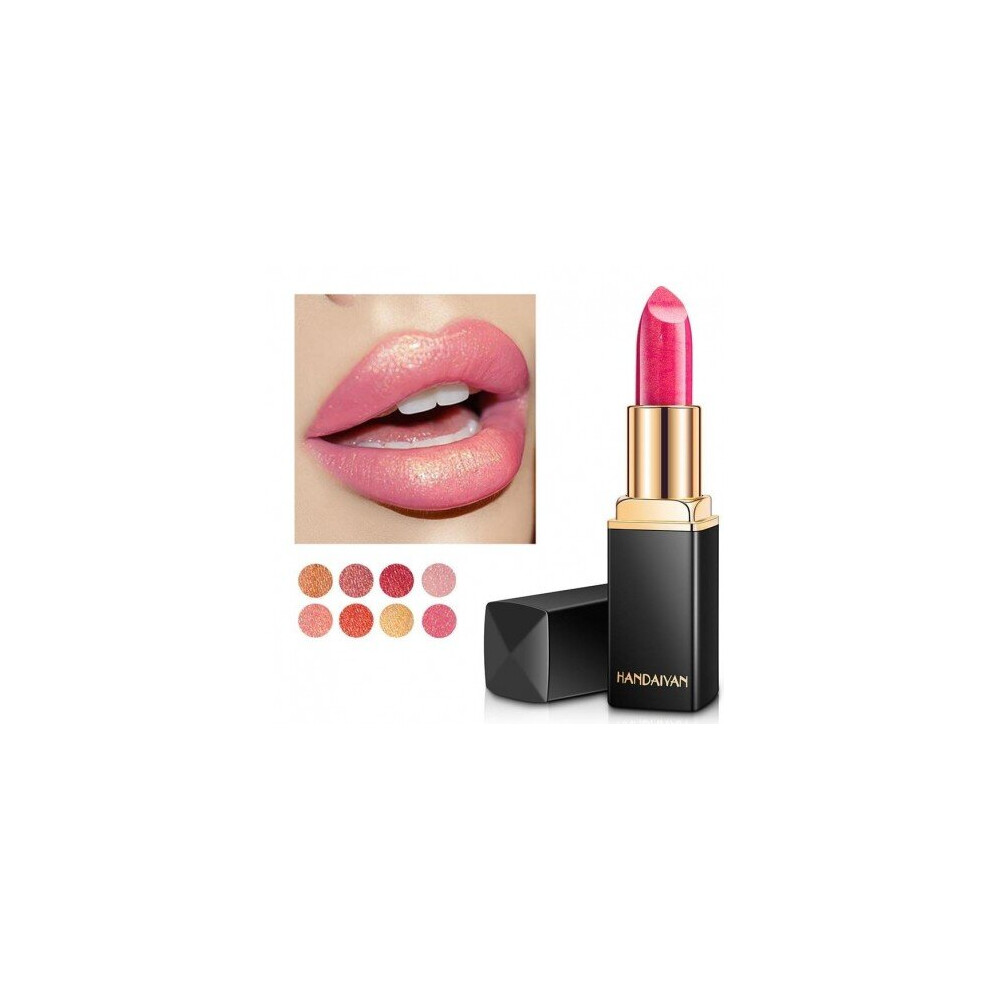 Blowuponline5 Pink,Red,Cream (03) Lips Makeup Waterproof Glitter Lipstick Long Lasting Pigment Nude Pink Red Gold Mermaid Shimmer Lipsticks Lip Make Up Cosmetic
