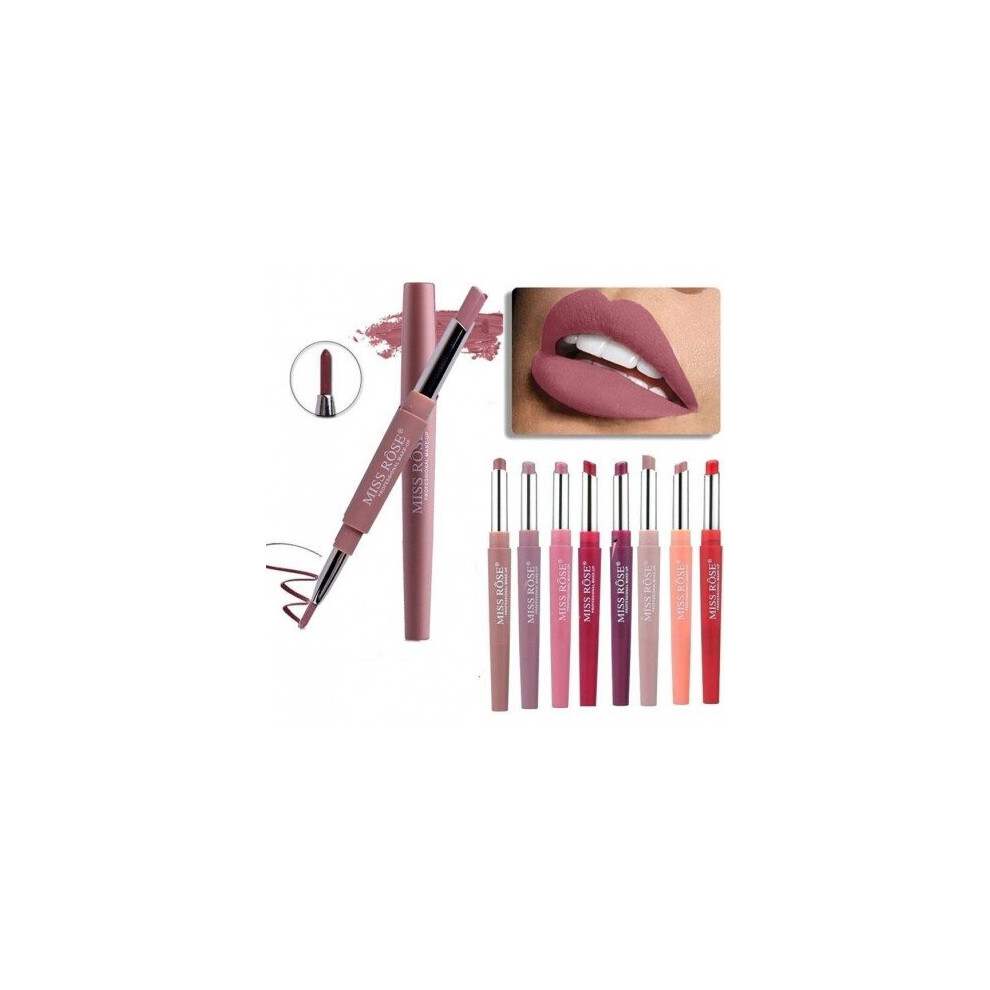 Blowuponline5 Red,Cream (08) 20 Color Matte Lipstick Lip Liner 2 In 1 Brand Makeup Lipstick Matte Durable Waterproof Nude Red Lipstick Lips Make Up