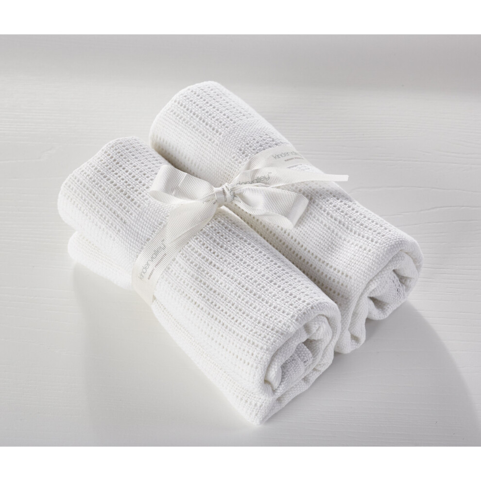 2 Pack White Cellular Blanket Fleece For Newborns | Moses Basket Cot