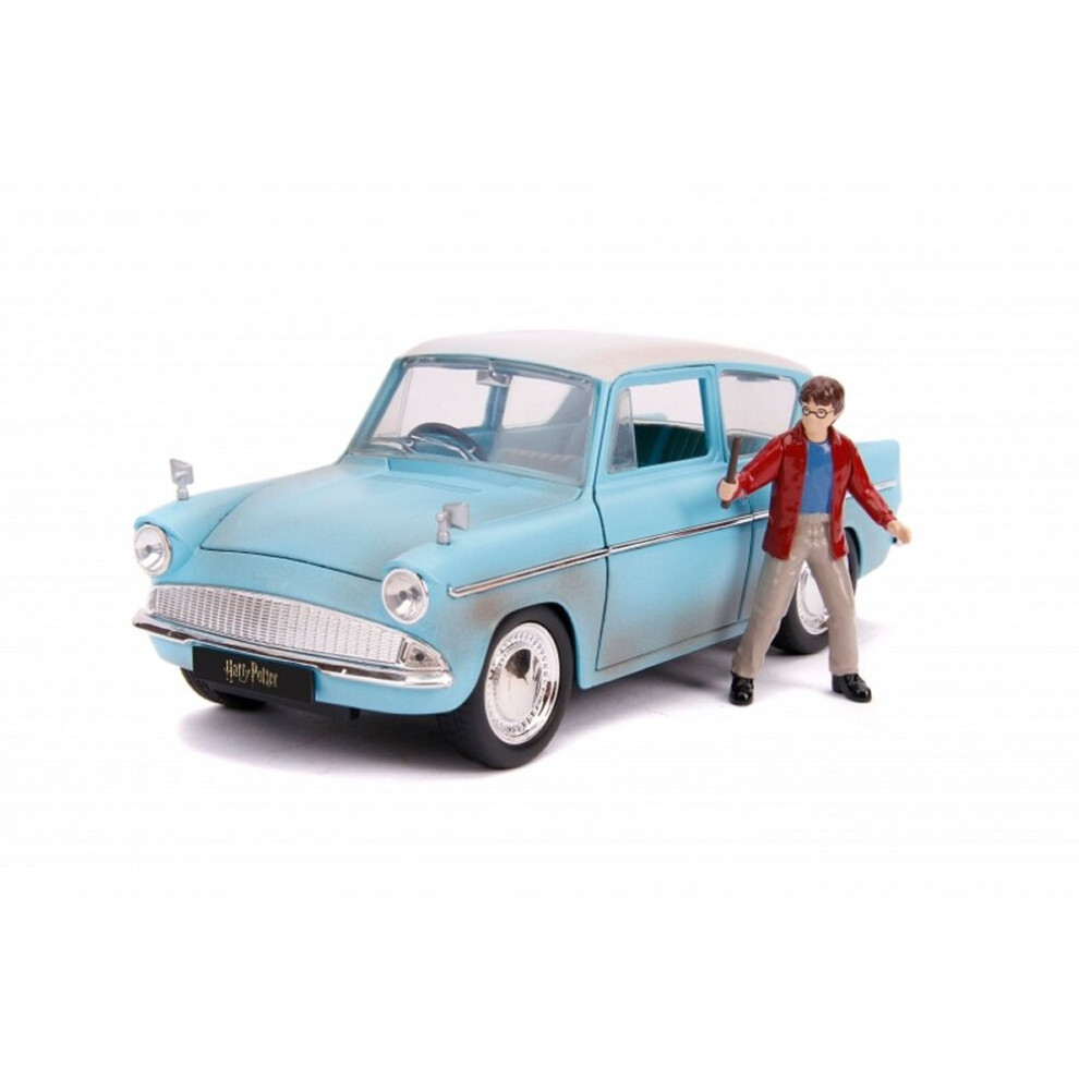 Jada Ford Anglia Diecast Model Car With Harry Potter Figure From Harry... Blue
