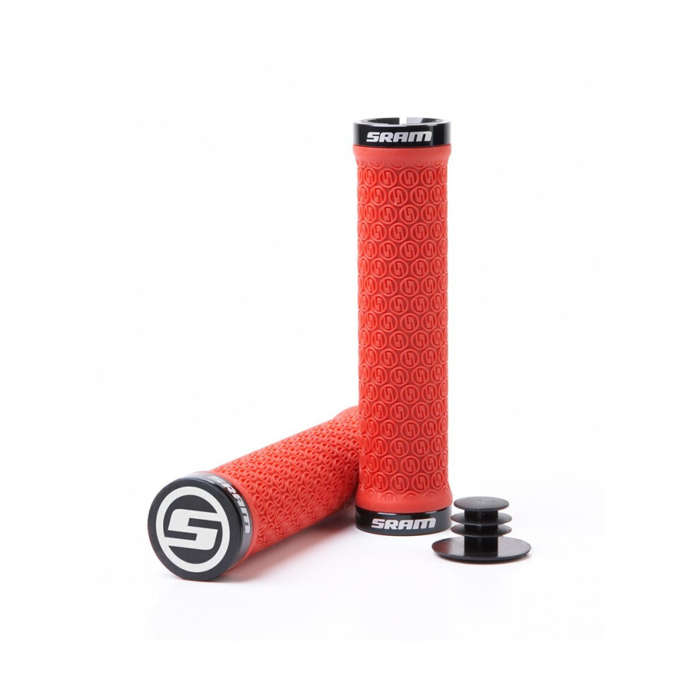 (One Size, Red) SRAM Locking Grips W / 2 Clamps & End Plugs