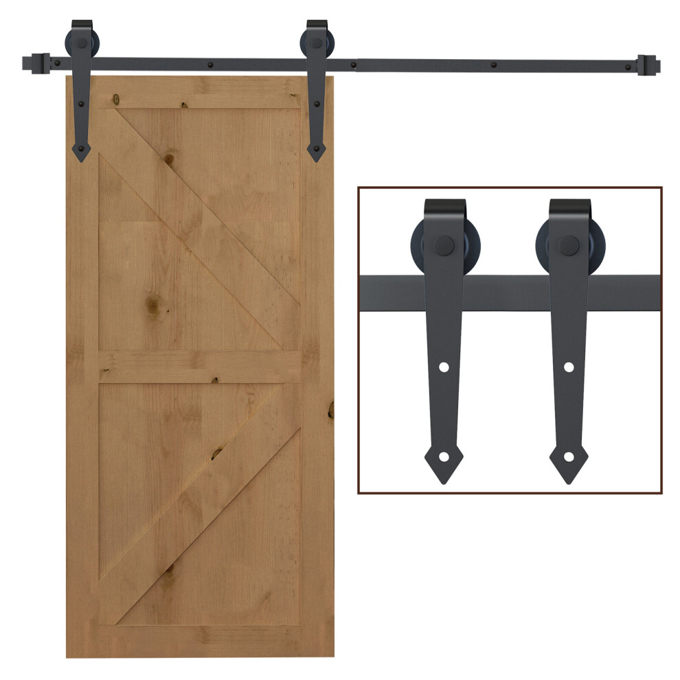 HOMCOM Sliding Wood Barn Door Track System Kit Hardware Set Stainless Steel