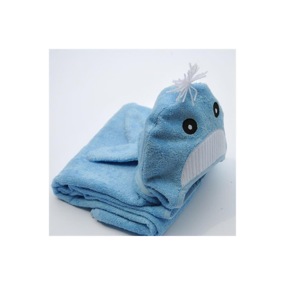 Bhtw002 Little Kid Whale Hooded Bamboo Turkish Towel - 2T-5T Blue Little Ashkim