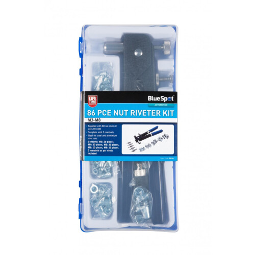 BlueSpot 86pc Threaded Nut Rivet Gun Set M3-M8 Insert Tools Rivnuts BS 09106 1