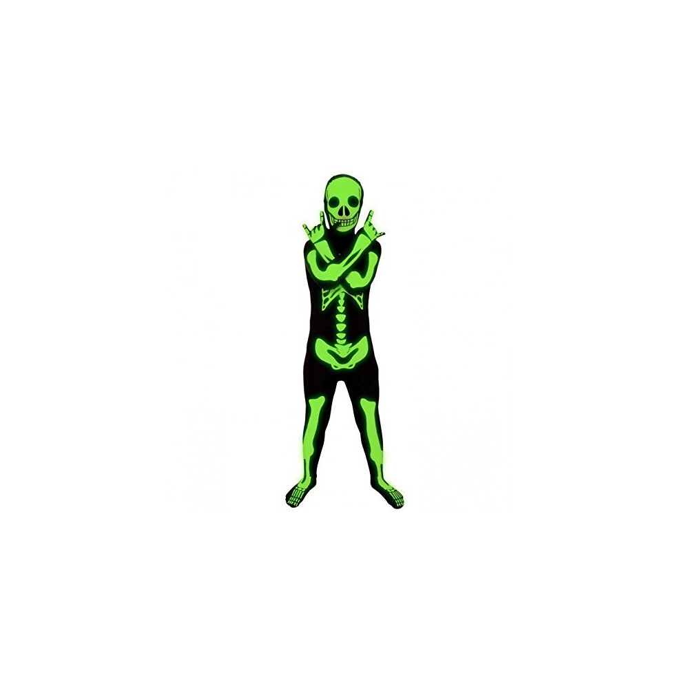 Photos - Fancy Dress Morphsuits glow in The Dark Skeleton Kids Halloween costume Large Green