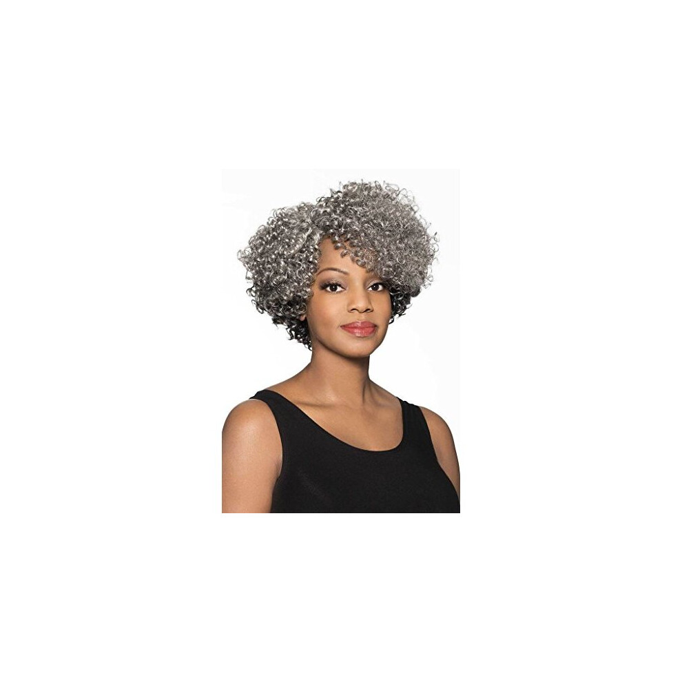 Perruque synth?tique Foxy Silver Marjorie avec dentelle partielle en 3T51
