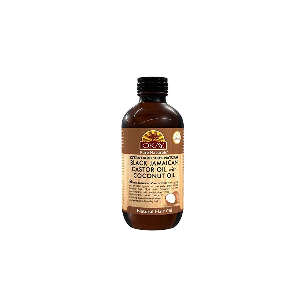 Okay Dark/Black Extra 100 Natural Jamaican Castor Oil With Coconut Oil For All Hair Textures Skin Types Grow Strong Healthy Hair Moisturize Revitalize