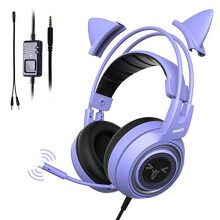SOMIC G951S Purple Stereo Gaming Headset with Mic for PS4 Xbox One PC Phone Detachable Cat Ear 3 5MM Noise Reduction Headphones Lightweight Computer G