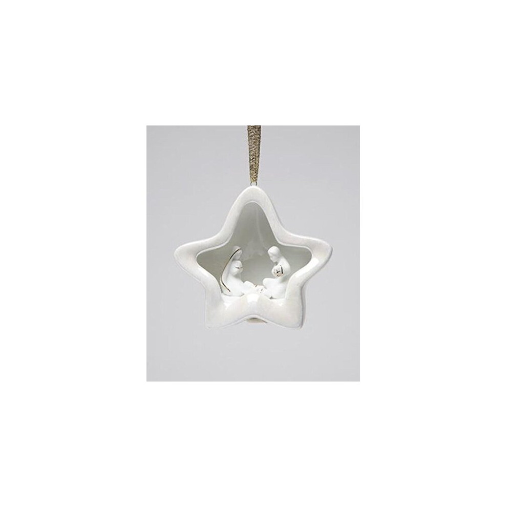 Atd 3,25 Zoll Wei Er Stern Mit Weihnachtskrippen-Lichtabdeckung, Ornament-image