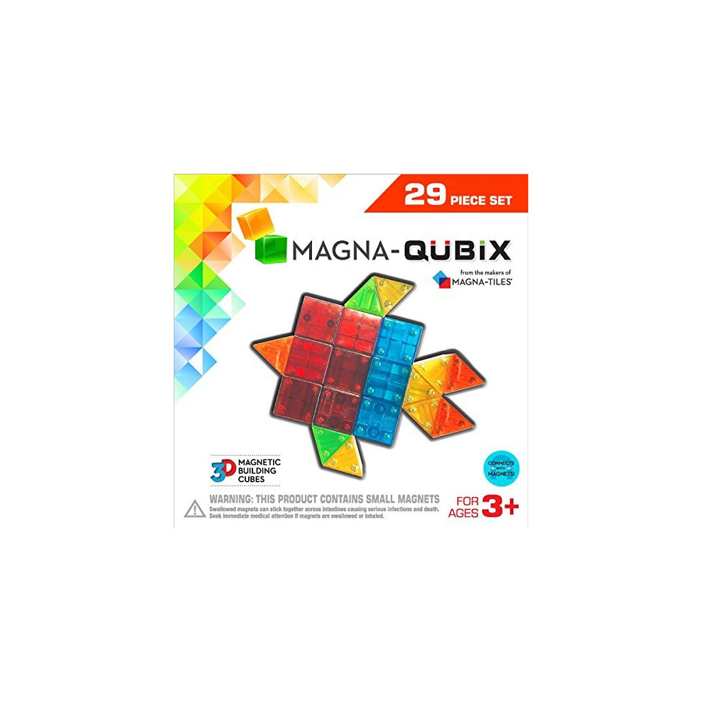 Photos - Construction Toy Magna Qubix 29 Piece Clear Colors Set The Original Award Winning Magnetic 3D Building Shapes Creativity and Educational STEM