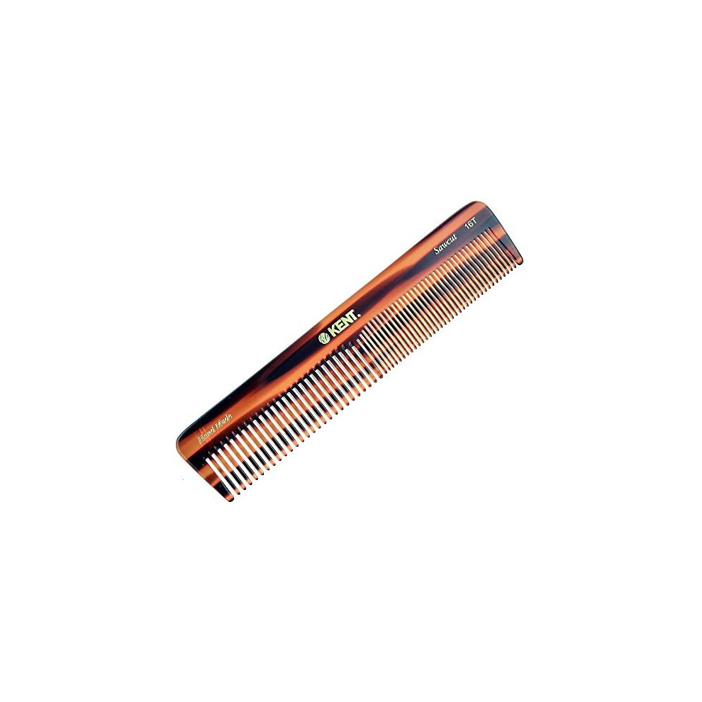Kent 16T Handmade coarse and Fine Toothed Dressing grooming and Styling comb for Men and Women 7 185mm Wet or Dry Hair Pocket Travel and Daily Use