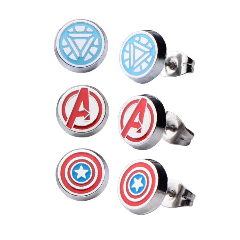 Avengers Captain America and Iron Man Stud Earring 3-pack