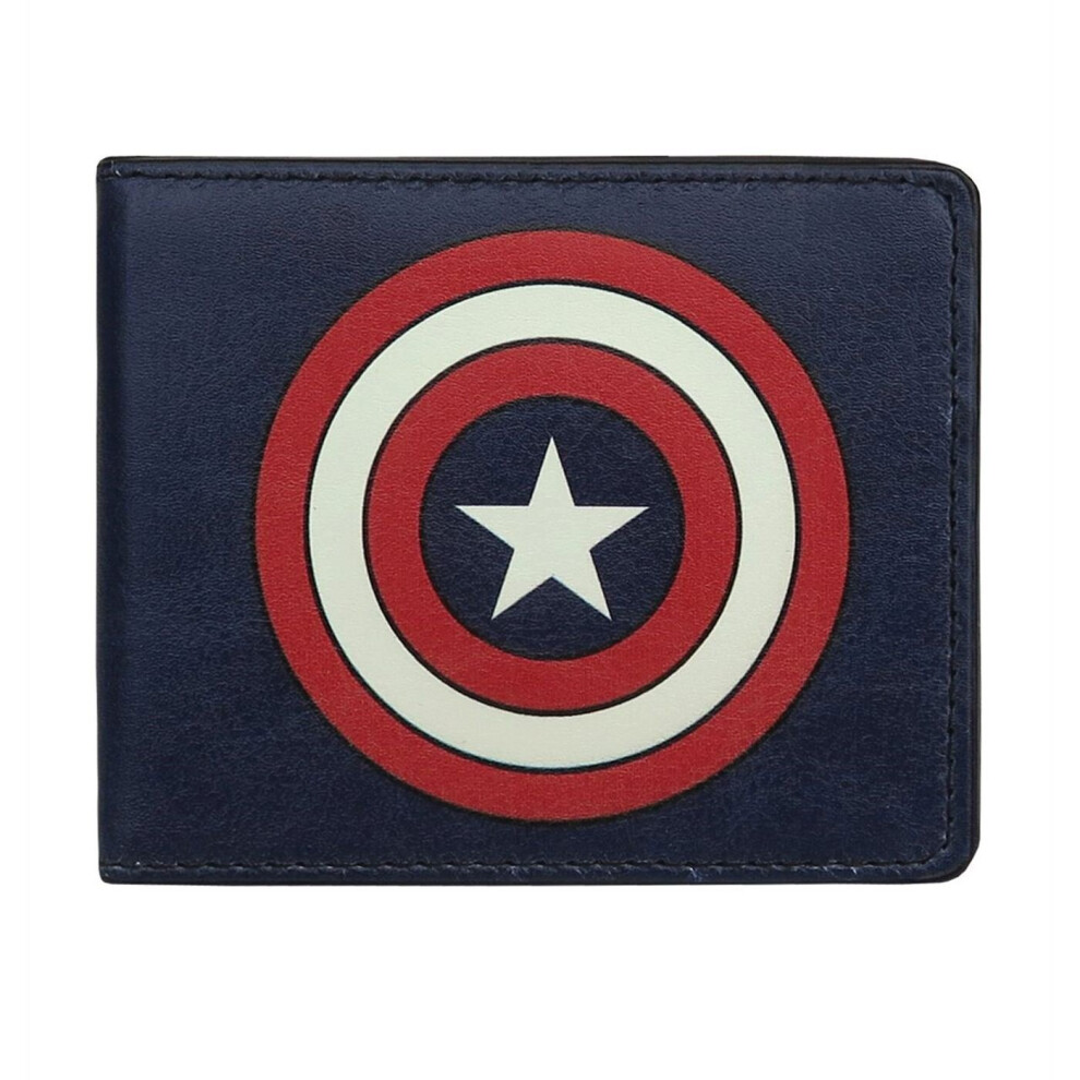 Captain America Shield Navy Bi-Fold Wallet Blue