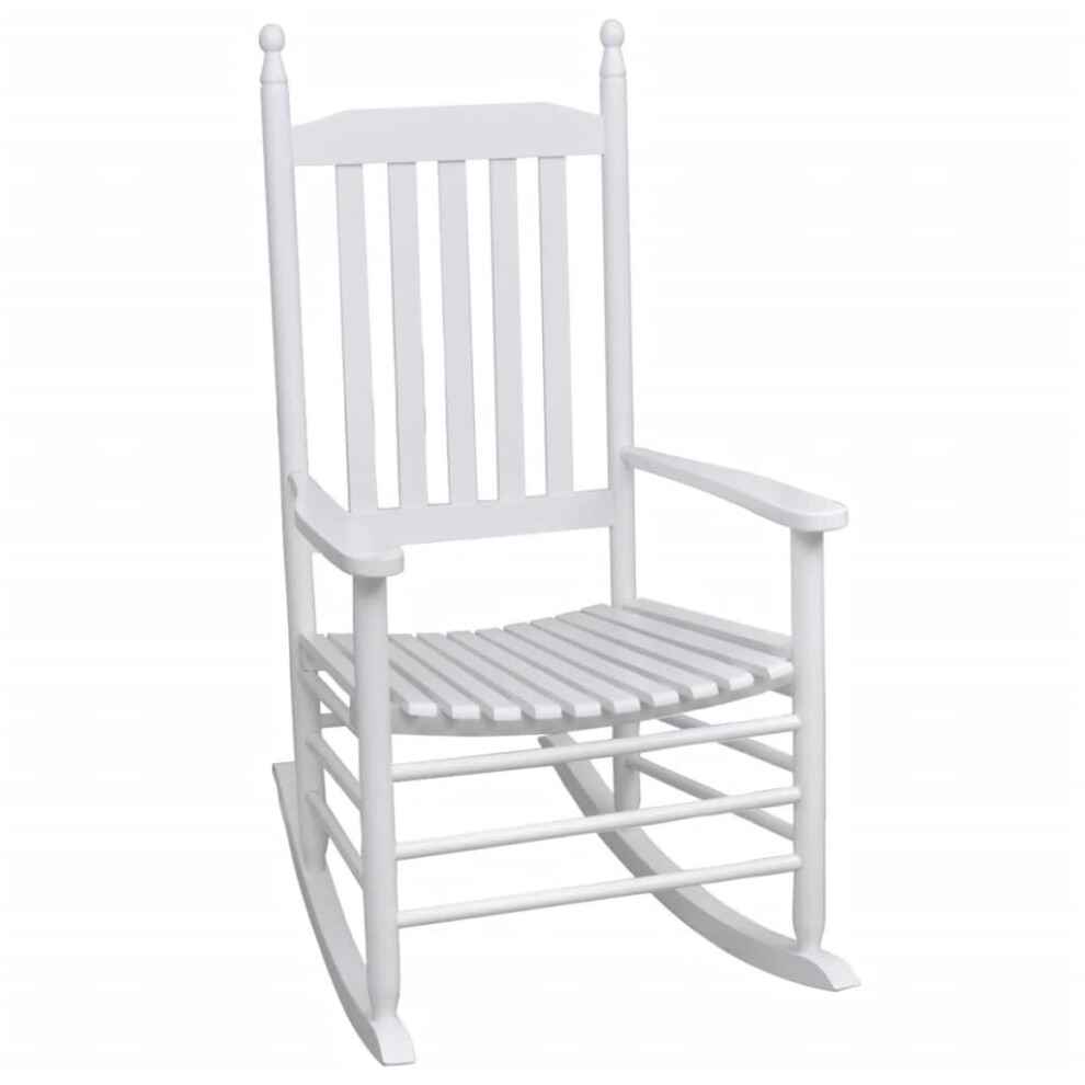 vidaXL Rocking Chair with Curved Seat White Fir Hardwood Patio Indoor Rocker