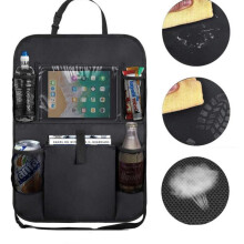 Backseat Car Organizer Kick Mats Back Seat Storage Bag Fabric Tablet Holder For Car