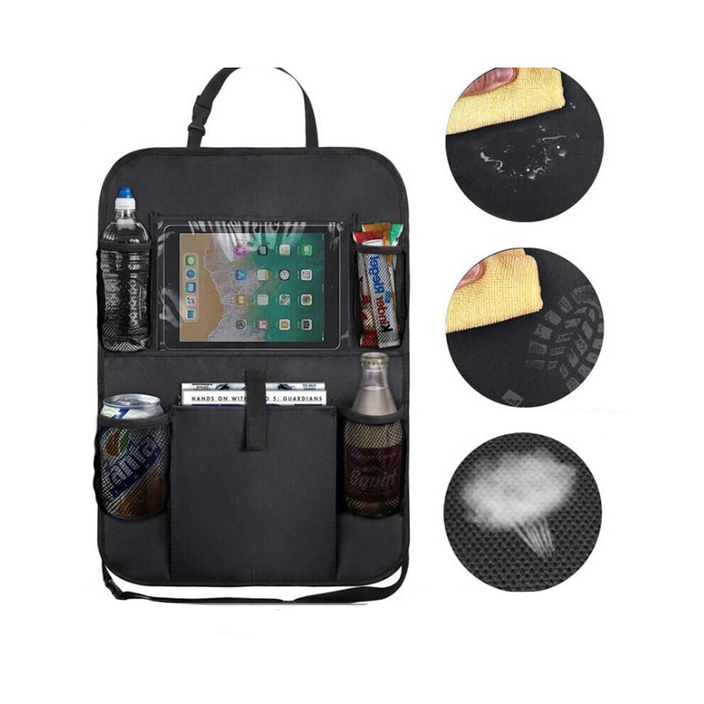 Ranpo Backseat Car Organizer Kick Mats Back Seat Storage Bag Fabric Tablet Holder For Car