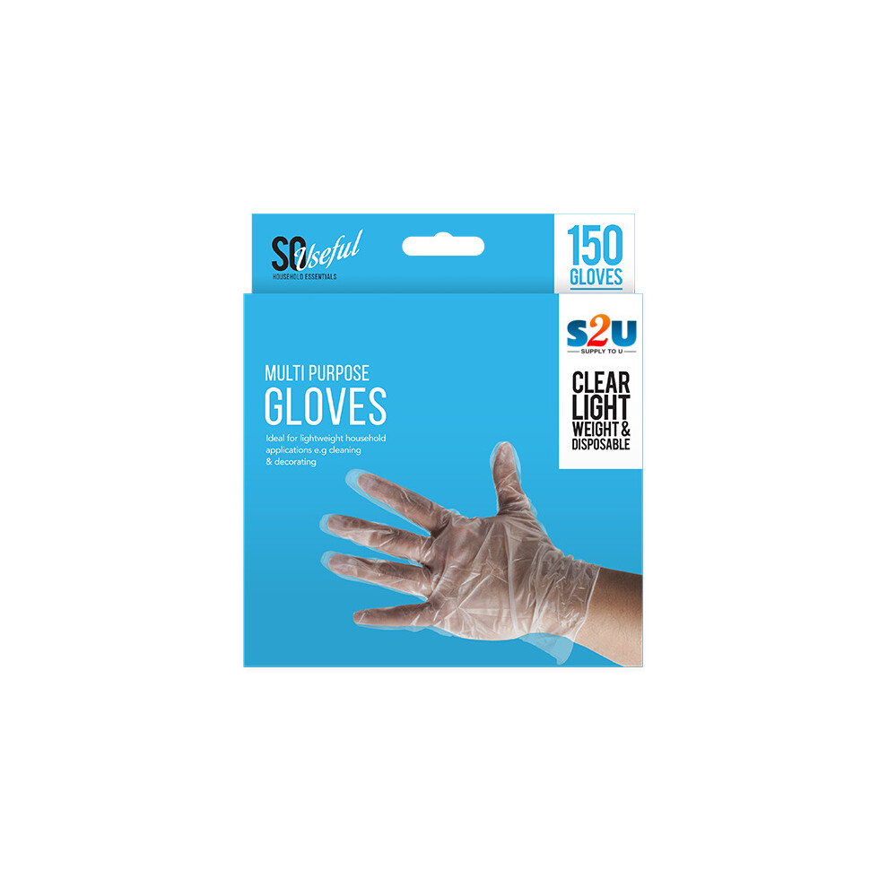 Multi Purpose Disposable Gloves Transparent Plastic Safety Hairdressing 150 Pack 5056170306805