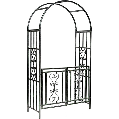 Metal Garden Gate Wedding Rose Arch Pergola Archway Climbing Plant Trellis Black