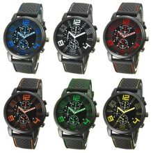 Casual Quartz Analog Silicone Stainless Steel Dial Sports Wrist Watch Yellow