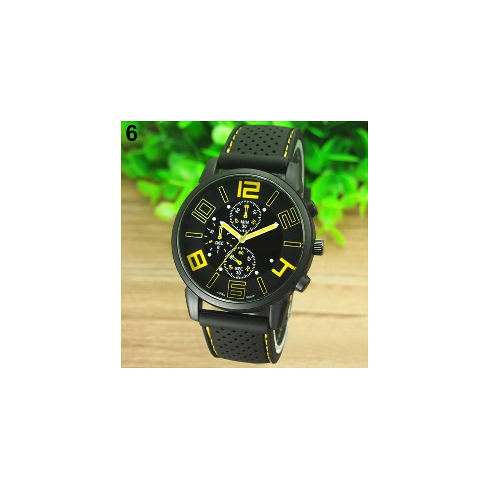 Astrocroft Sports Wrist Watch Casual Quartz Analog Silicone Stainless Steel Dial Yellow