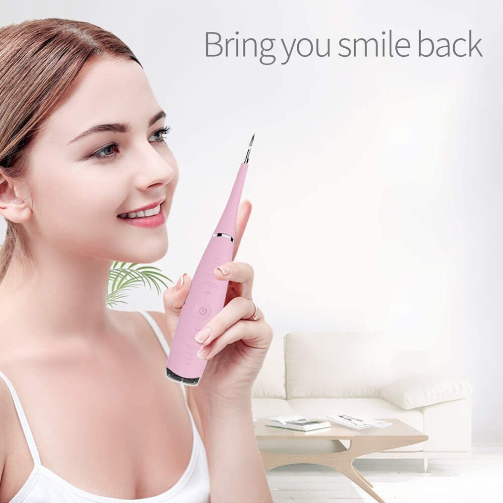 Electric Dental Plaque Reduction Tool  Teeth Stain Eraser Polisher-Pink