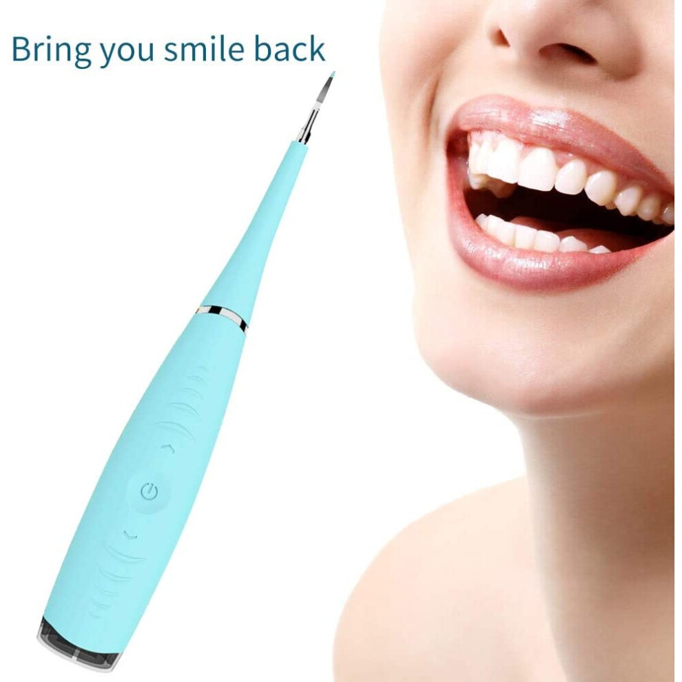 Electric Sonic Dental Calculus Plaque Remover Tool Kit-- Teeth Stain Eraser Polisher-Blue