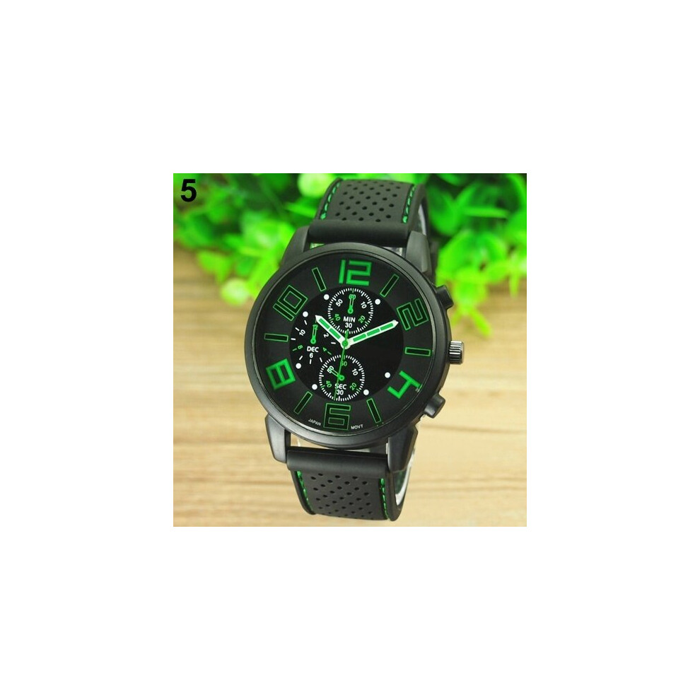Astrocroft Sports Wrist Watch Casual Quartz Analog Silicone Stainless Steel Dial Green
