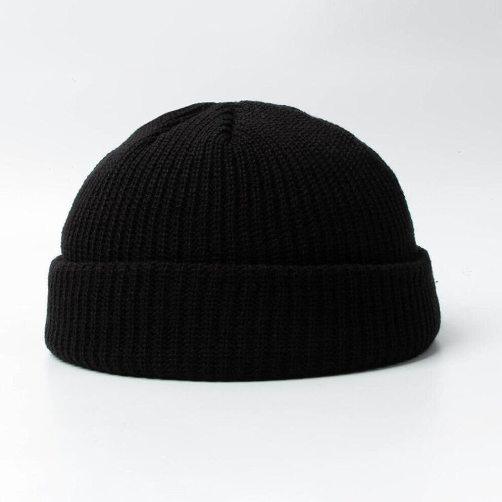 Classic Women and Men's Warm Winter Hats Acrylic Knit Cuff Beanie Cap Daily Beanie Hat-Black