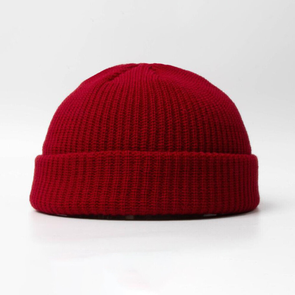 Classic Women and Men's Warm Winter Hats Acrylic Knit Cuff Beanie Cap Daily Beanie Hat-WineRed