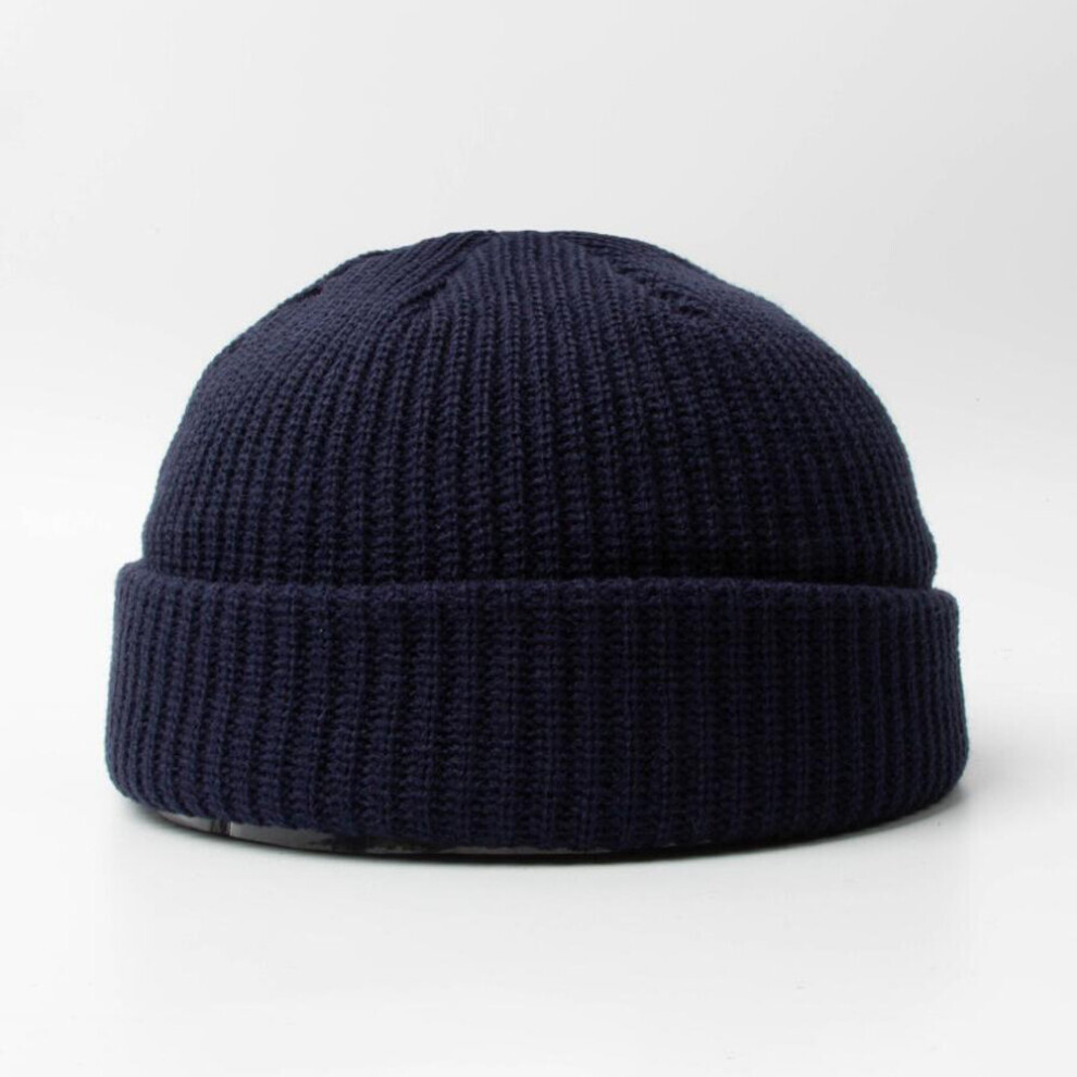 Classic Women and Men's Warm Winter Hats Acrylic Knit Cuff Beanie Cap Daily Beanie Hat-Navy