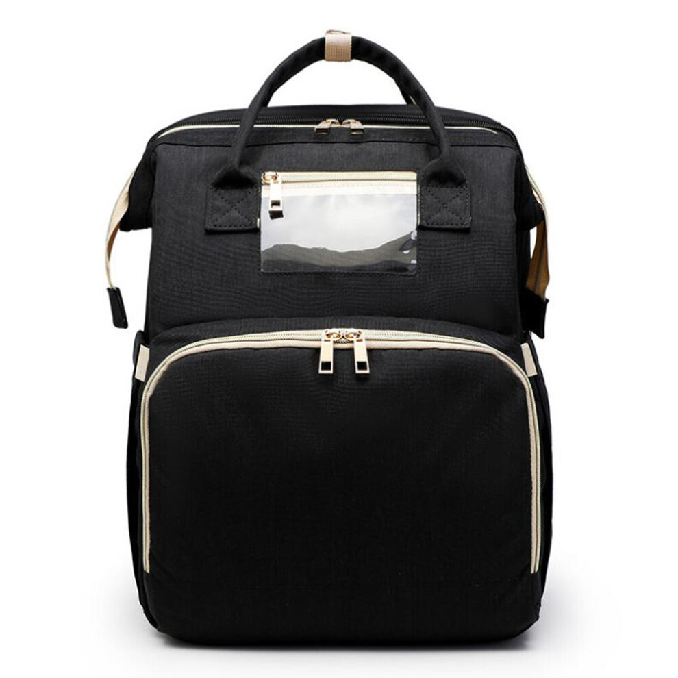 3 in 1 Travel Foldable Baby Bed Portable Mummy Bag Backpack for Baby Lie Down and Rest Anytime --Black