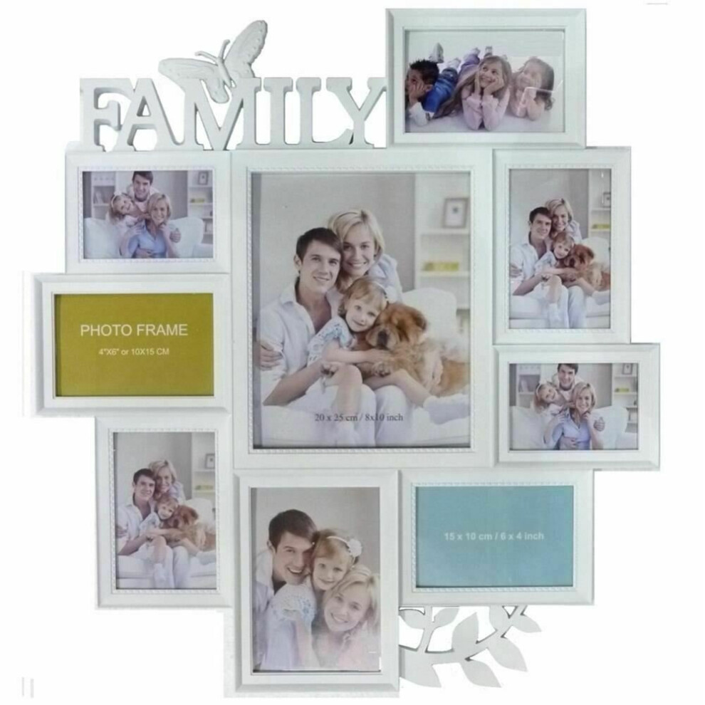 LARGE WHITE BUTTERFLY LEAF WALL HANGING FAMILY PHOTO FRAME MULTI PICTURE HOLDER
