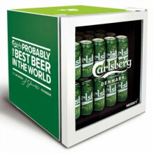 Husky HU269 40L Carlsberg Beer Table Top Glass Door Mini Drinks Fridge