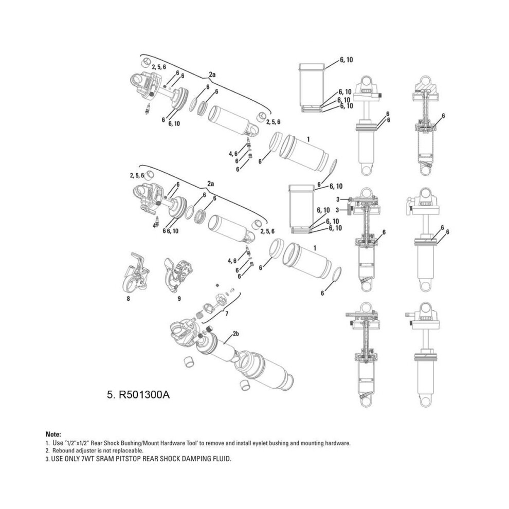 RockShox Rear Shock Eyelet Bushing 1/2 X 1/2 - 2 Pieces