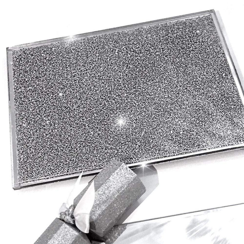 Crushed Diamond Silver Crystal Chopping Board Glass Worktop Place Mat