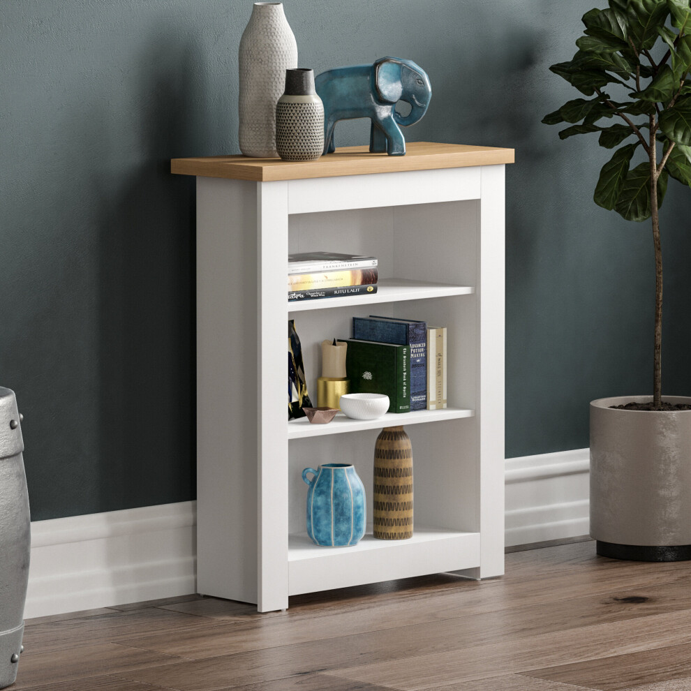 (White & Oak) Arlington 3 Tier Bookcase Shelf Library Storage