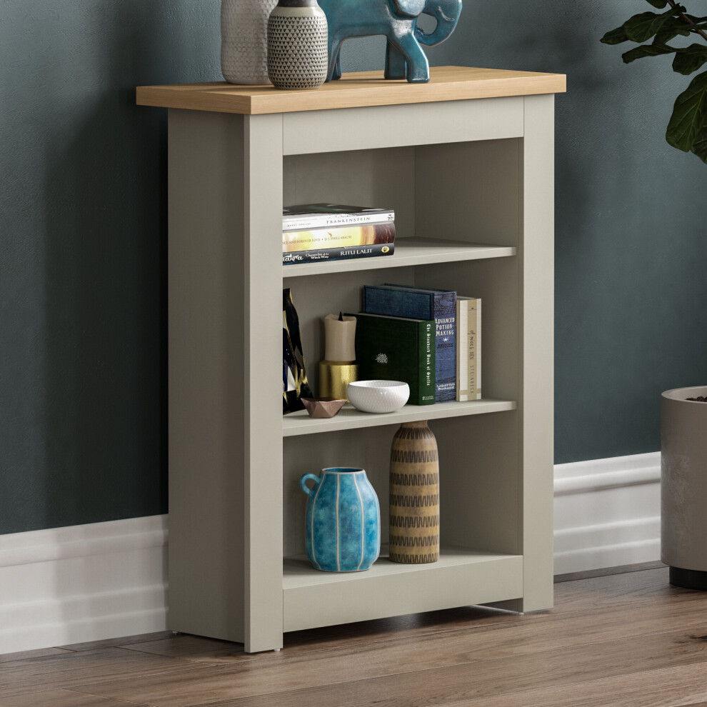 (Grey & Oak) Arlington 3 Tier Bookcase Shelf Library Storage