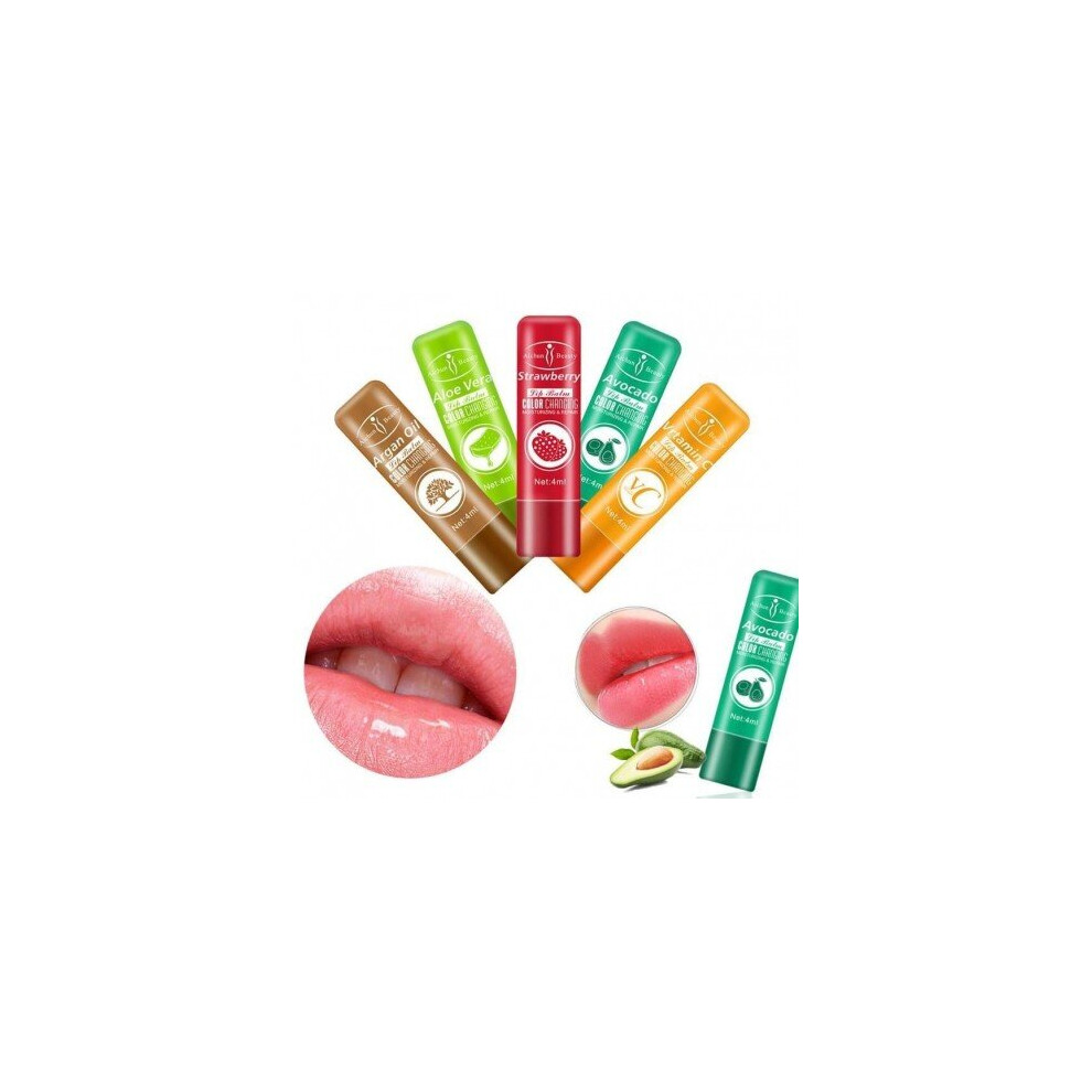 Blowuponline5 (A) Temperature Change Color Fruit Lip Blam Batom Jelly Aloe Vera Lipstick Long Lasting Moistourizing Nutritious Lip Balm Makeup