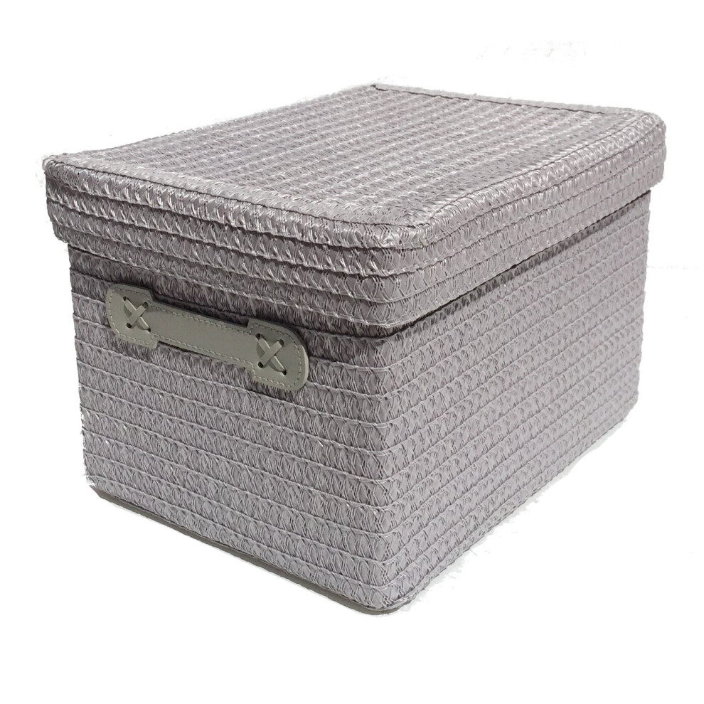 Coloured Polyester Storage Basket Organiser With Lid 24 x 18 x 18 cm