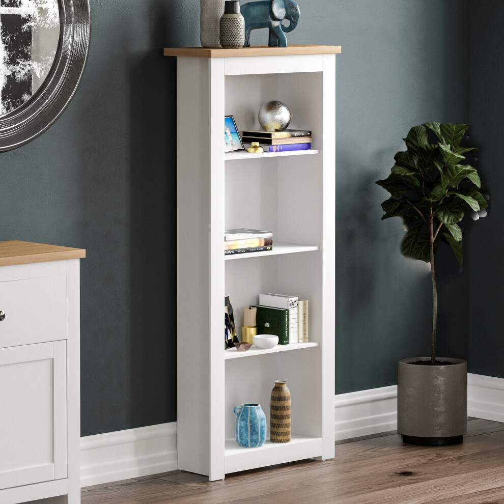 (White & Oak) Arlington 4 Tier Bookcase Shelf Library Storage