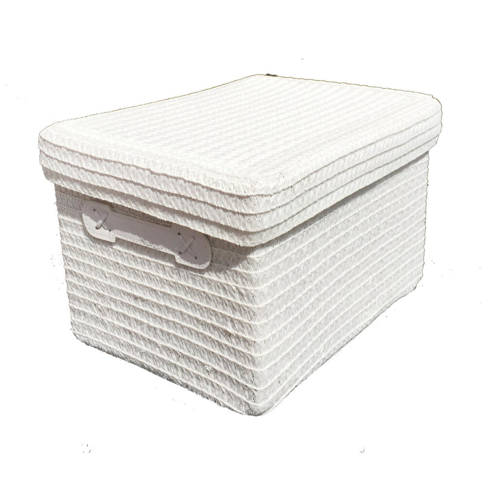 Coloured Polyester Storage Basket Organiser With Lid 24 x 18 x 18 cm