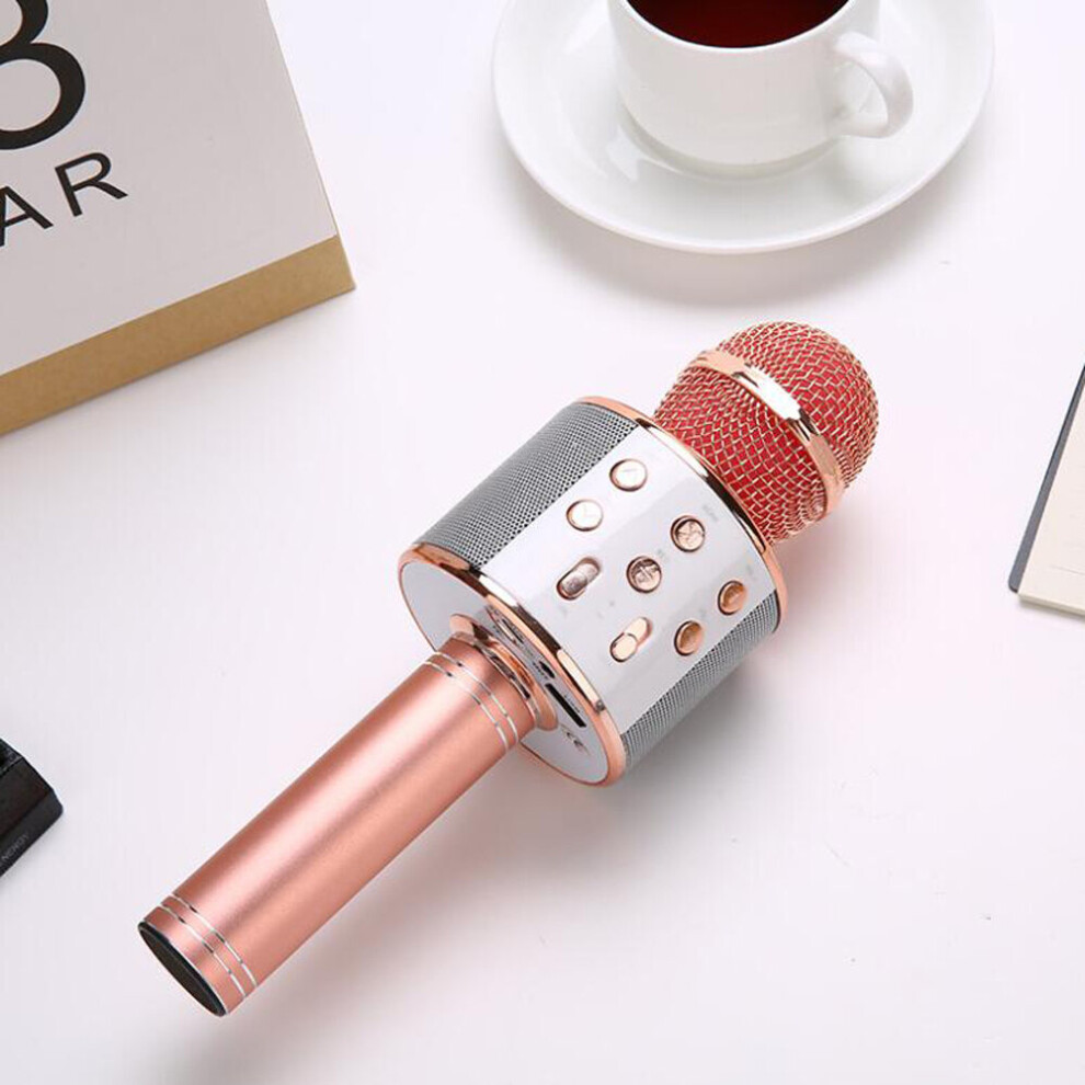 Wireless Karaoke Microphone Bluetooth, Wireless Portable Handheld Mic Karaoke Machine for Christmas Home Birthday Party-RoseGold