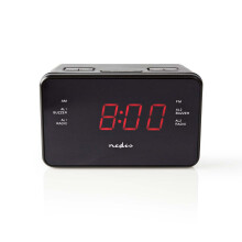 Digitaler Radiowecker | LED-Anzeige | 1x 3,5 mm Audioeingang | Zeitprojektion | AM/FM | Snooze-Funktion | Sleep-Timer | Anzahl der Alarme: 2 | Schwarz