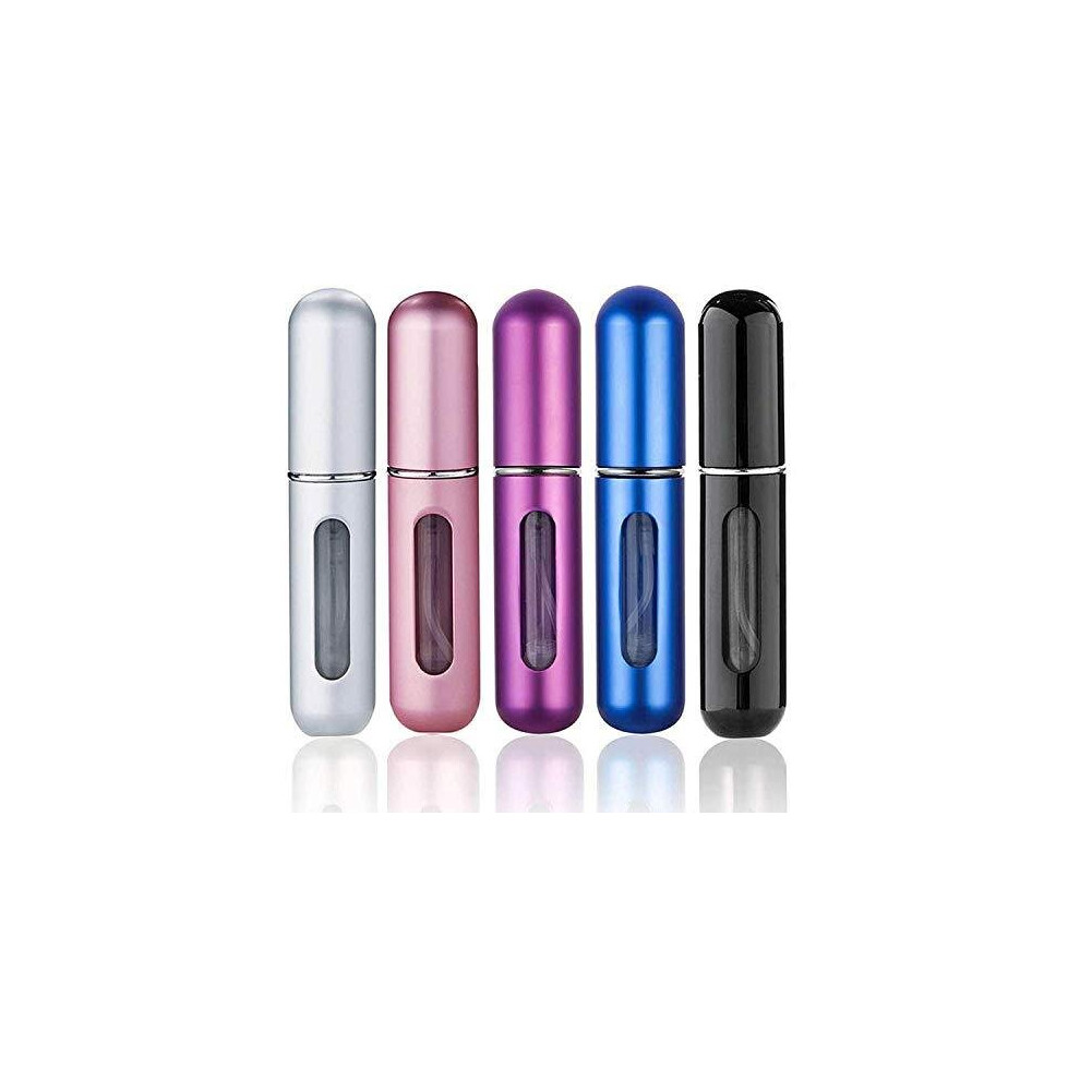 5 PCS Perfume Atomiser Bottles 5ml Refillable Spray Bottle Mini Underfill Empty Travel Bottle for Purse Handbag Pocket Luggage (01-Color)