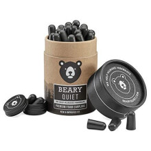 Beary Quiet Premium Foam Ear Plugs for Sleeping - 30 Pairs, 38 dB Noise Reduction, Hypoallergenic, Reusable, Non-Toxic, Midnight Black