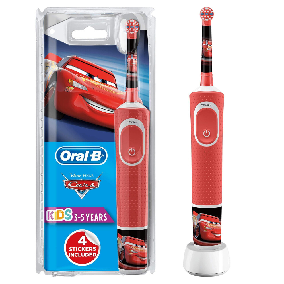 Oral-B Stages Power Kids Electric Rechargeable Toothbrush with Disney Pixar Cars Characters, 1 Handle, 1 Brush Head, UK 2 Pin Plug for Ages 3+ (Pack